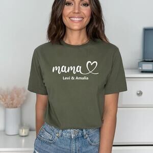 Moms Heartbeat Shirt Kids Names Mom Gift Tee